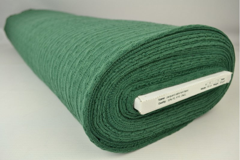 Jacquard gebreide kabelstof - Donkergroen