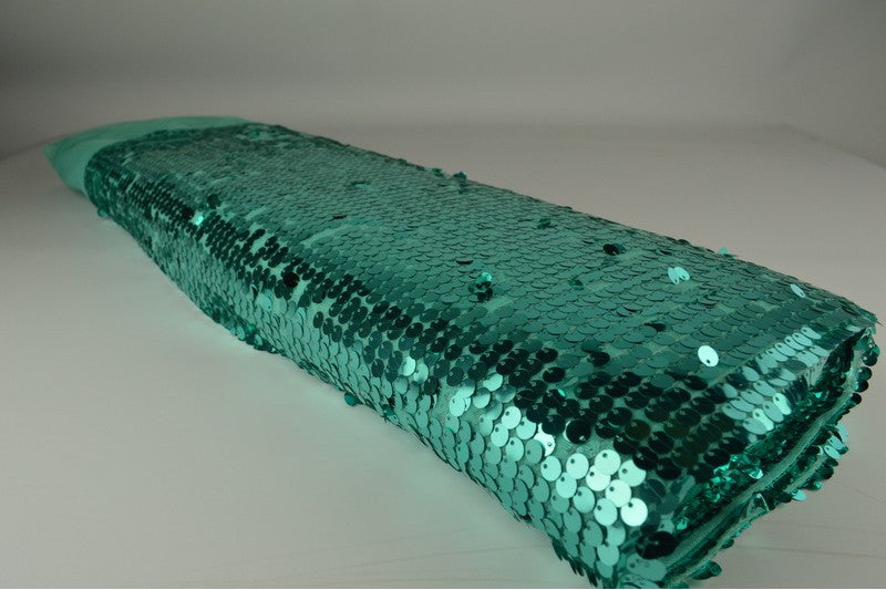 XL paillettenstof op rol – grote pailletten – Aqua blauw
